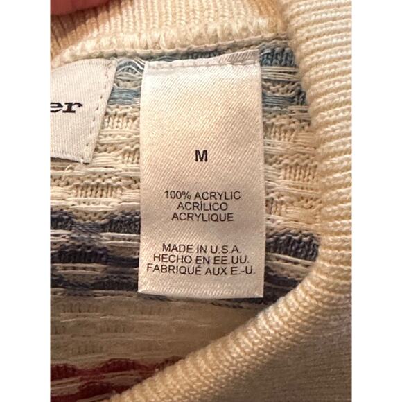 Vtg Textured Polo Striped Red Blue 90s 1/4 Zip Medium Alfred Dunner - Picture 8 of 8